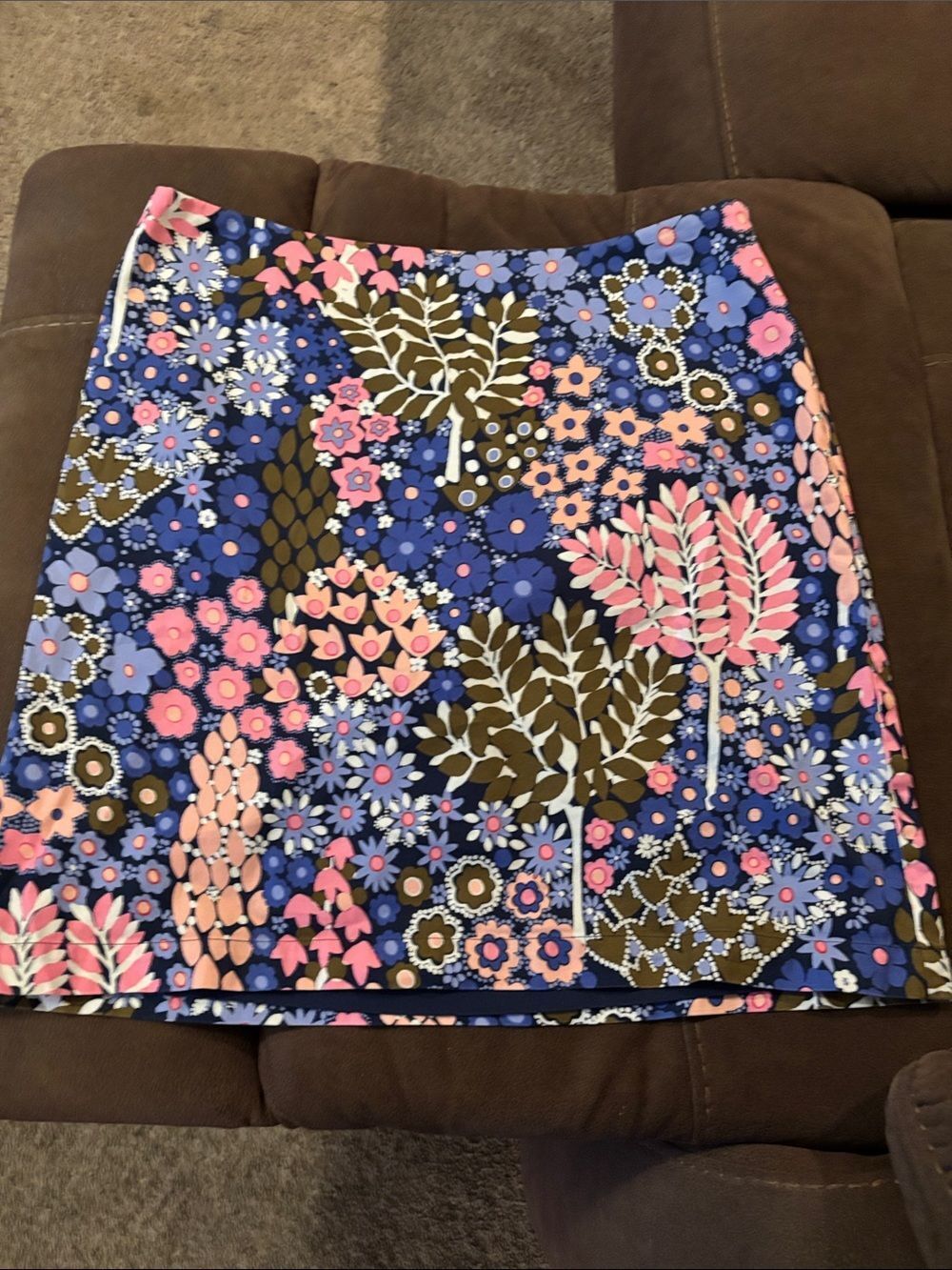 Talbots Floral Mini Skirt in Blue, Pink and Brown 4